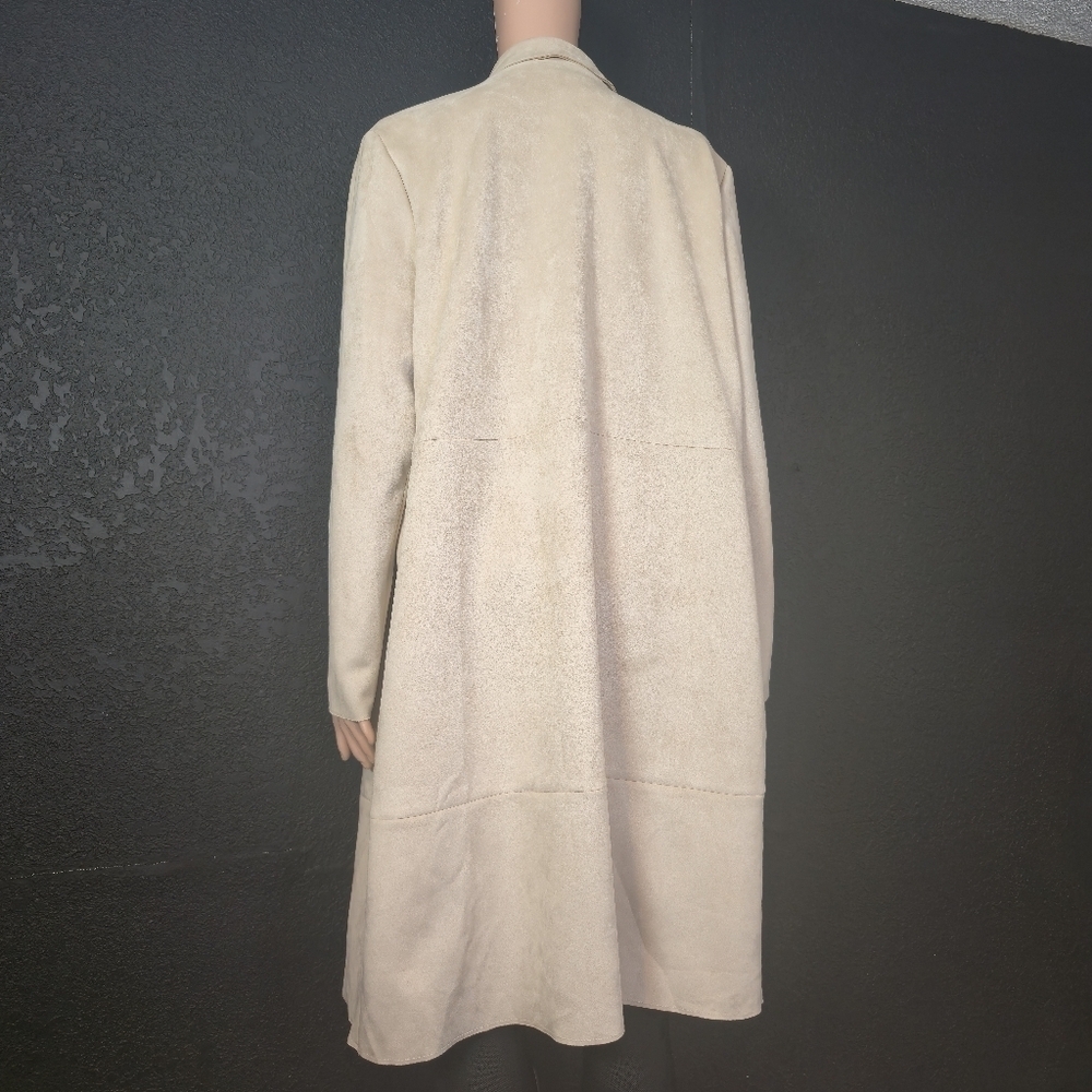 Marc New York OPEN JACKET MICROSUEDE cream ivory off-white pale beige Size Large - Picture 11 of 17